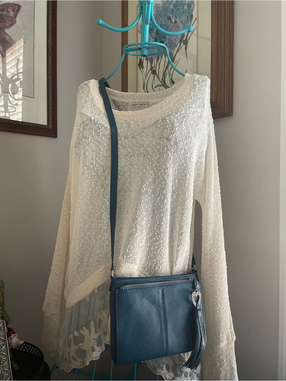 Brighton Barbados City Organizer Leather Crossbody Bag Turquoise - Picture 6 of 14